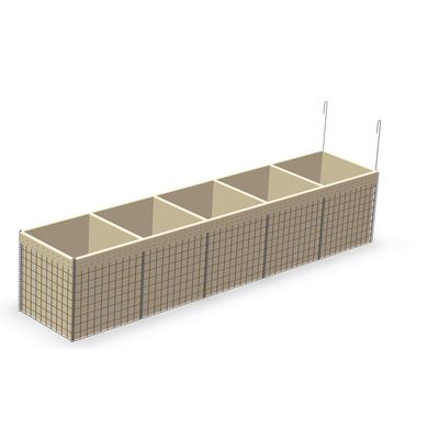 Geotextielstof met een opstapelbare voering Olijfgroen of zandkleur Gesweisd Gabion draadnet Korf Defensieve militaire barrière