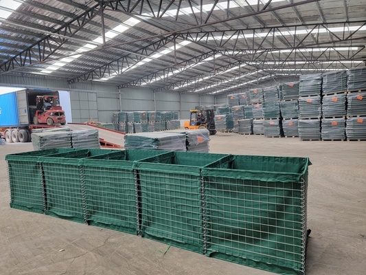 Zwaar gegalvaniseerd bekleed gaasnet Gabion bastions Defensief barrière systeem