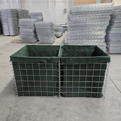 MIL1, MIL 7, MIL 10, MIL 12, MIL 19 2.74M Hoog warm gedompeld geotextiel bekleed gelast Gabion Hesco zak voor militaire defensieve barrières Bastionen