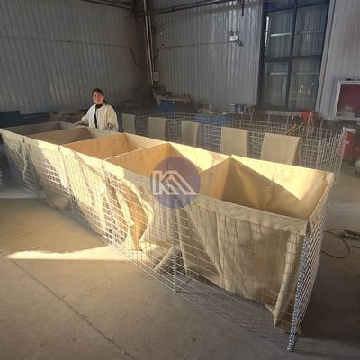 Defensive Hesco Barrier  Mil 1- Mil 19 Welded Mesh Gabion Basket For Flood Control And Military Fortifications