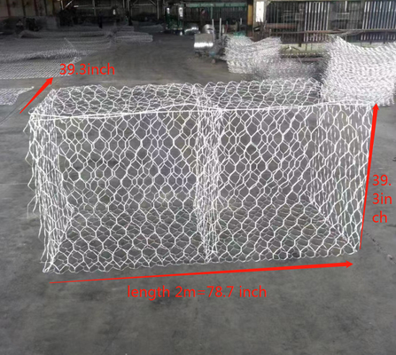 Standaard 1x1x2m 3.05mm 80x100mm Gabion Draadmand voor Bouwwerfproject