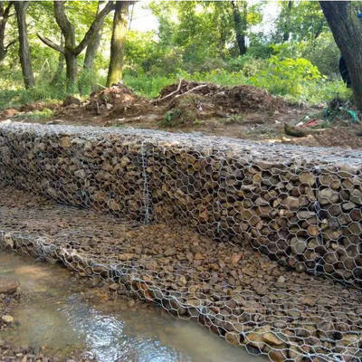 2X1X1M Gabion Wire Mesh Box 80X100Mm Gabion-rotsmand voor Overstromingsbeheerproject