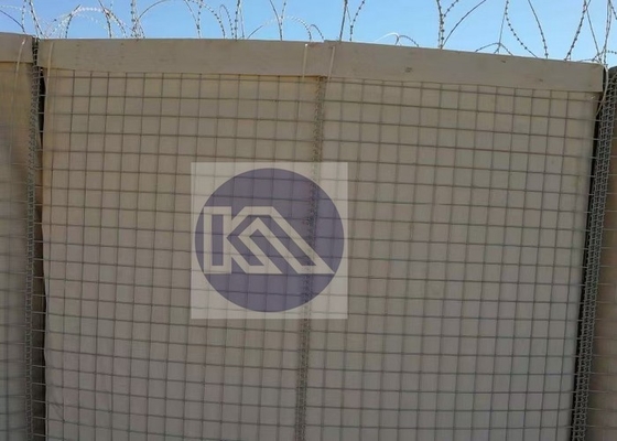 Zwaar zink gecoate stof bekleed gabion mand Gebruik voor defensieve barrière bescherming versterkingen en explosiebestendige muren
