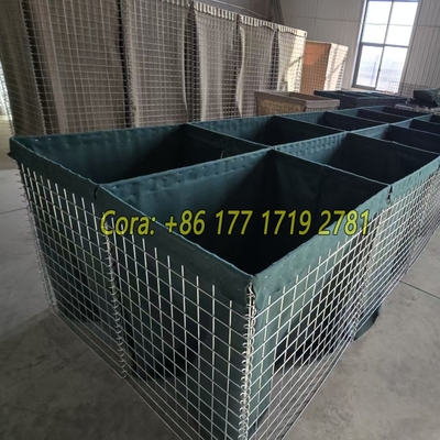 Anti-roest 4,0 mm gegalvaniseerd gelast Gabion Box bekleed Geotextiel stof voor defensieve barrière zand gevulde bastion muur