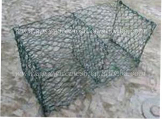 Q235 bedekte Groen Pvc Hexagonale Steen Gevulde Gabions met een laag