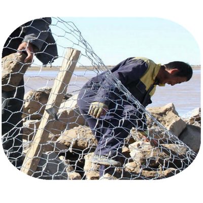 De steen kooit Hexagonale Pvc Met een laag bedekte Gabion-Doos  2x1x0.5