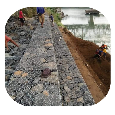 80x100mm 2x1x1 4mm Gabion-Manden Pvc Met een laag bedekte Galfan 260 Gsm Met een laag bedekt Zink