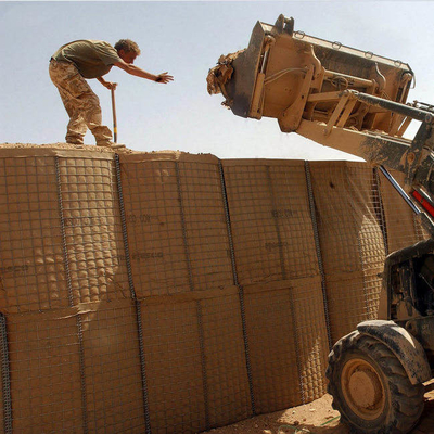 De groene en Aardachtige Hesco-Doos van Gabion van de Bastionmuur Barrières Gelaste